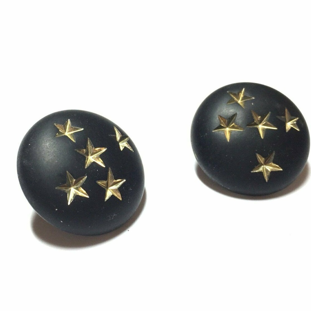 Vintage Lucite Retro Button Stars Stud Earrings